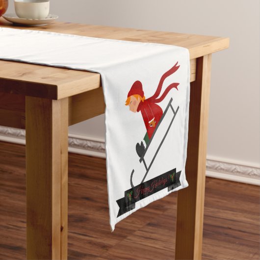 KINDERSLEDING IN RODE CHRISTMAS KORTE TAFELLOPER (Voorbeeld)