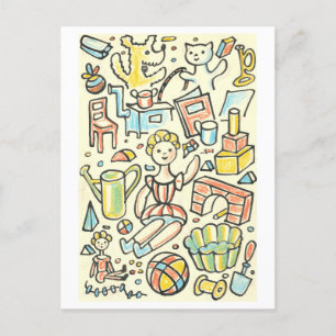 Kinderspeelgoed  illustratie briefkaart