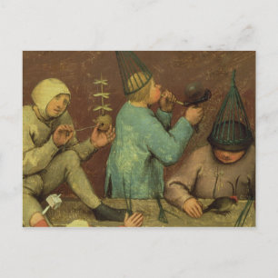 Kinderspelen: detail van de linkerhand briefkaart