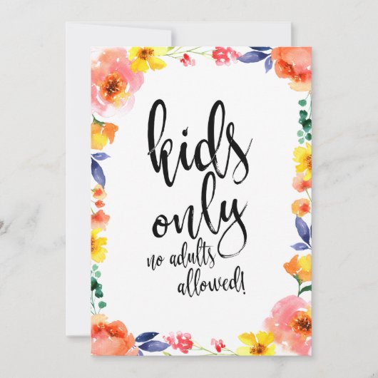 Kinderstoel Betaalbare Bloemige Boho Trouwbord Kaart (Voorkant)