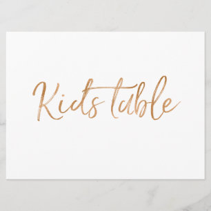 "Kinderstoel" Bord Stijlvolle gouden roos letter Kaart
