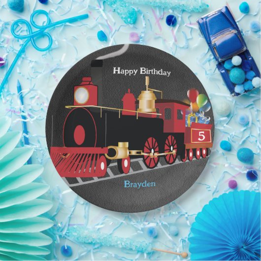 Kindertrein Chalkboard Verjaardagsfeest Papieren Bordje (Feest)