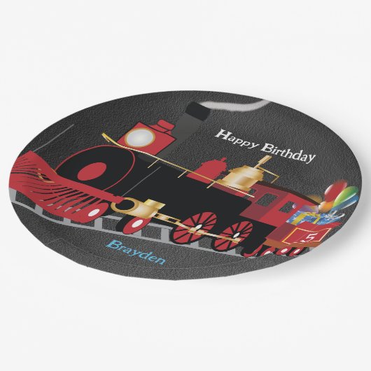 Kindertrein Chalkboard Verjaardagsfeest Papieren Bordje (Gekanteld)