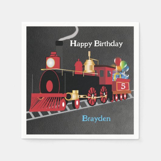 Kindertrein Chalkboard Verjaardagsfeest Servet (Voorkant)