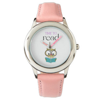 Kinderuhr mit Eule - "Time to Read" Horloge