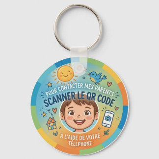 Kinderveiligheid QR-code om ouders te contacteren Sleutelhanger