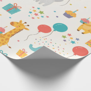 Kinderverjaardag Inpakpapier – Mooie Dieren, Ballo