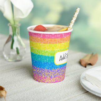 Kinderverjaardag - Regenboog Feestje Design Papieren Bekers