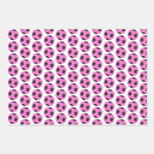 Kinderverjaardag Roze & Zwart Voetbal Inpakpapier Vel (Voorkant 2)