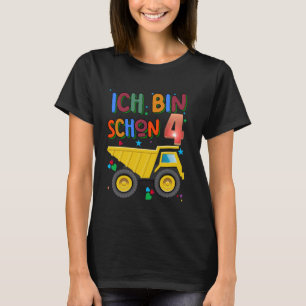Kinderverjaardag Tractor Duitse tekst ich bin 4 T-shirt