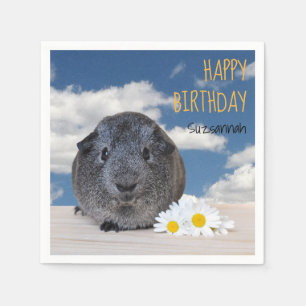 Kinderverjaardagsfeestje madeliefjes grijs cavia servet