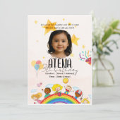 Kinderverjaardagsuitnodiging – gepersonaliseerde 5 kaart (Staand voorkant)