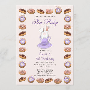 Kinderverjaardagsuitnodiging met donuts en bunny kaart