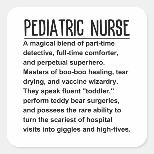 Kinderverpleegkundige Vierkante Sticker (Voorkant)