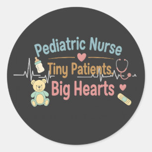 Kinderverpleegster Kleine Patiënten Grote Hartjes Ronde Sticker