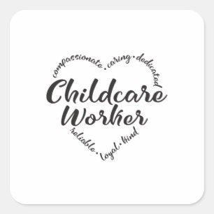 Kinderverzorger, kinderverzorger vierkante sticker