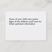 Kinderverzorgingstrap Visitekaartje (Achterkant)