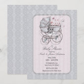  kinderwagen White Lace Roze Baby shower Kaart (Voorkant / Achterkant)