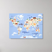 kinderwereldkaart met dieren canvas afdruk (Voorkant)