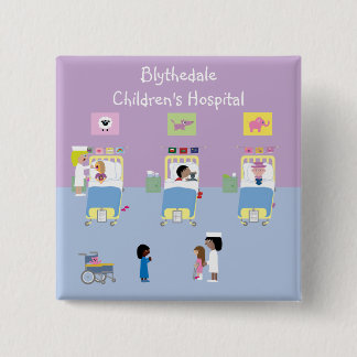 Kinderziekenhuis  Ward Vierkante Button 5,1 Cm