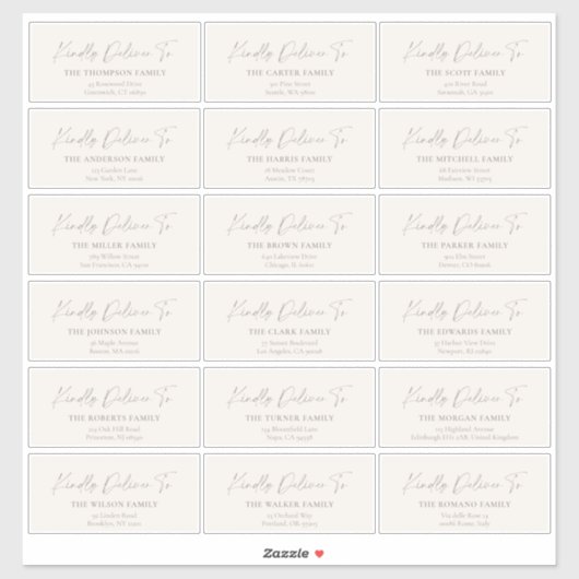 Kindly Deliver To Guest address stickers (Feuille)