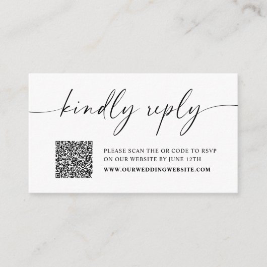 Kindly Reply Minimalist Wedding RSVP Enclosure Car Informatiekaartje (Voorkant)