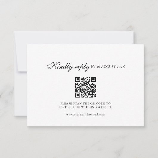 Kindly Reply Script Minimal QR Code Wedding RSVP Kaartje (Voorkant)