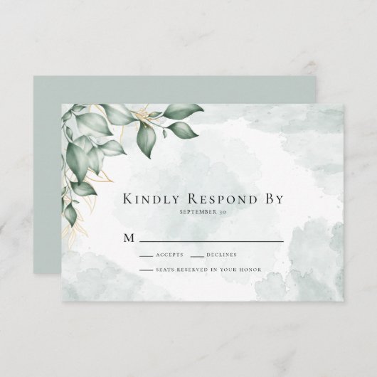 Kindly Resplas Eucalyptus Greenery Wedding RSVP (Voorkant / Achterkant)