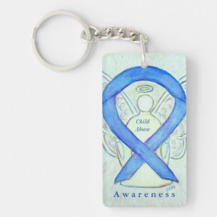 Kindmisbruik Angel Blue Awareness Ribbon Sleutelha Sleutelhanger
