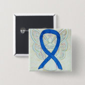 Kindmisbruik Blauwe Bewustheid Ribbon Angel Button (Voorkant /achterkant)