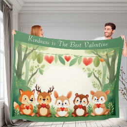 Kindness Best Valentine Nursery Woodland Animals  Fleece Deken