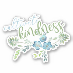 Kindness Boho Blue Flowers Sticker kweken