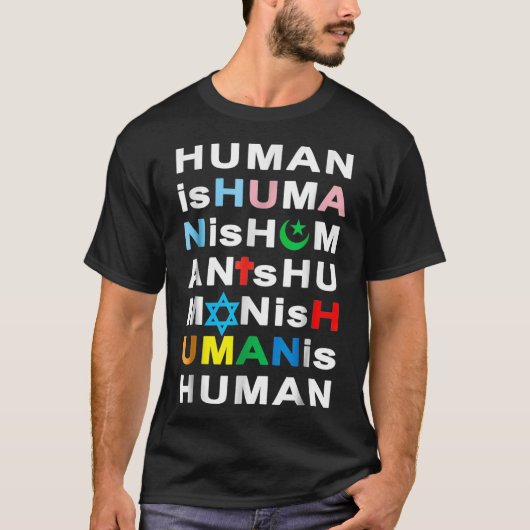 Kindness Coëxistente LGBTQ Trans-Moslim Jew H T-shirt (Voorkant)