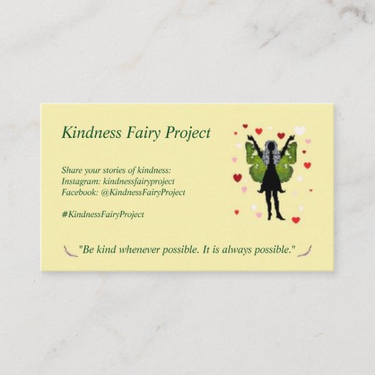 Kindness Fairy-kaarten Visitekaartje (Voorkant)