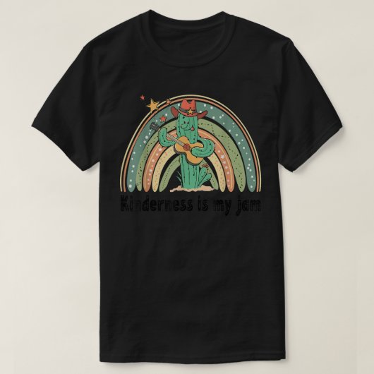 Kindness is mijn Jam Cactus Play Guitar Rainbow T-shirt (Design voorkant)