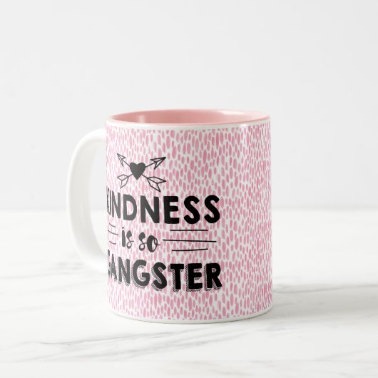Kindness is zo Gangster Tweekleurige Koffiemok (Voorkant links)