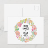 Kindness & Laughter Inspirerend Floral Briefkaart (Voorkant / Achterkant)