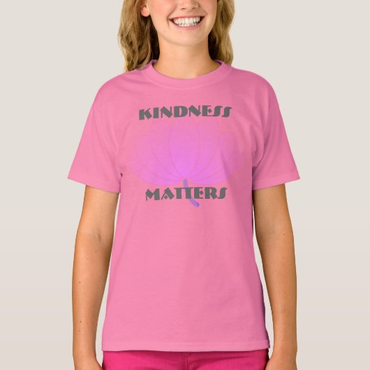 Kindness Matter Open Petals Roze Vloer T-shirt (Voorkant)