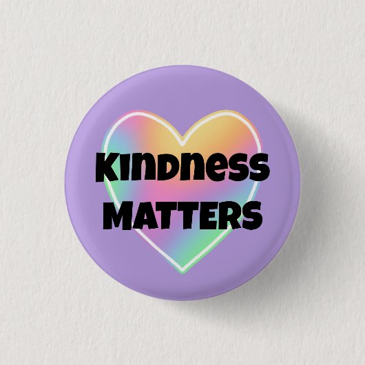 Kindness Matters Rainbow Heart Button (Voorkant)