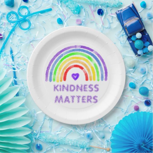 Kindness Matters | Regenboog en Waterverf van het Papieren Bordje (Feest)