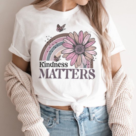 Kindness Matters Retro Butterfly Boho Rainbow T-shirt