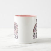 Kindness Matters Retro Butterfly Boho Rainbow Tweekleurige Koffiemok (Center)