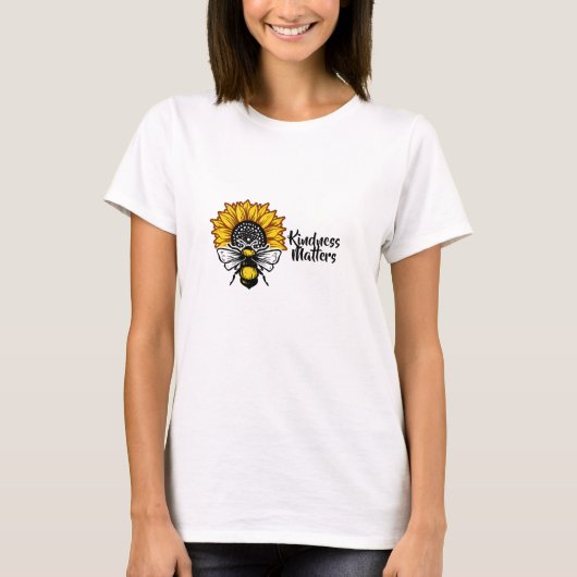 Kindness Matters Sunflower Bee T-shirt (Voorkant)