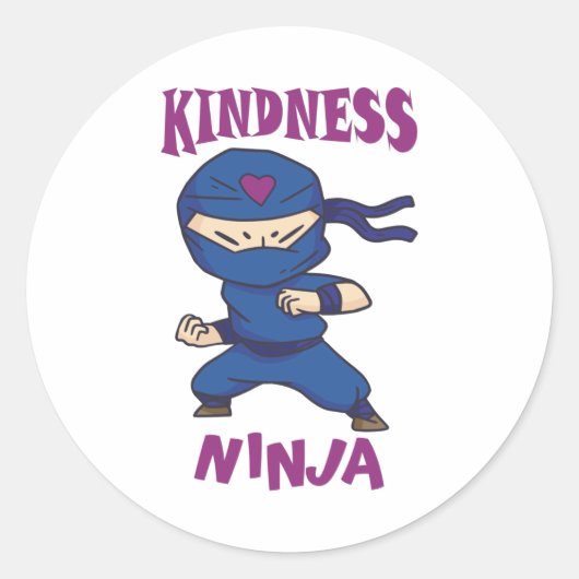 Kindness Ninja, gevecht tegen pesterijen Ronde Sticker (Voorkant)