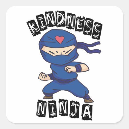 Kindness Ninja, gevecht tegen pesterijen Vierkante Sticker (Voorkant)