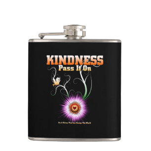 KINDNESS - pas het over op vinylwaterklakken Heupfles