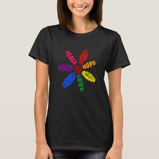 Kindness Peace Equality Love Inclusion Hope Divers T-shirt (Voorkant)