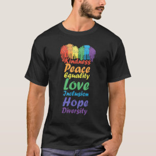 Kindness Peace Hope Love Cute Diversity Rainbow Po T-shirt