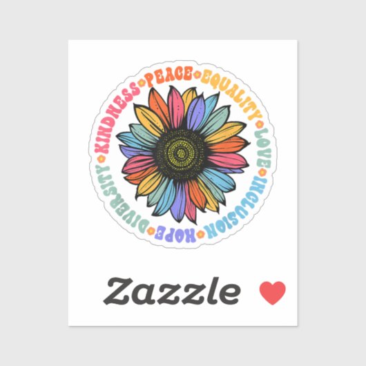Kindness Peace Love Hope Diversity Human Human Sticker (Vel)