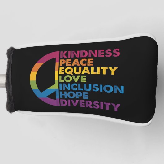 Kindness Peace Love Inclusion Hope Divers Golfheadcover (Voorkant)